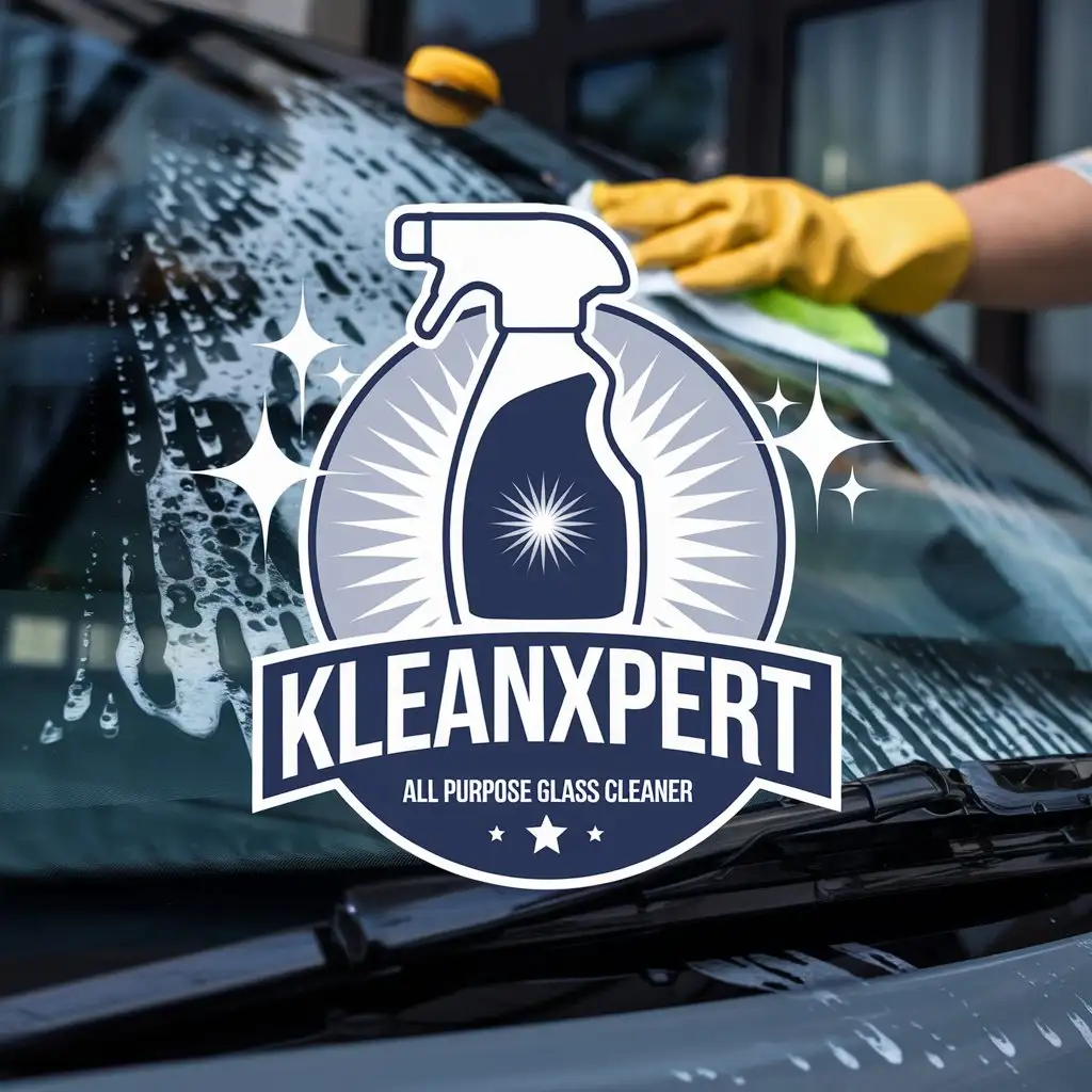 LOGO Design for kleanXpert All Purpose Glass Cleaner with Glass Cleaner Bottle and Cleaning Activities Theme