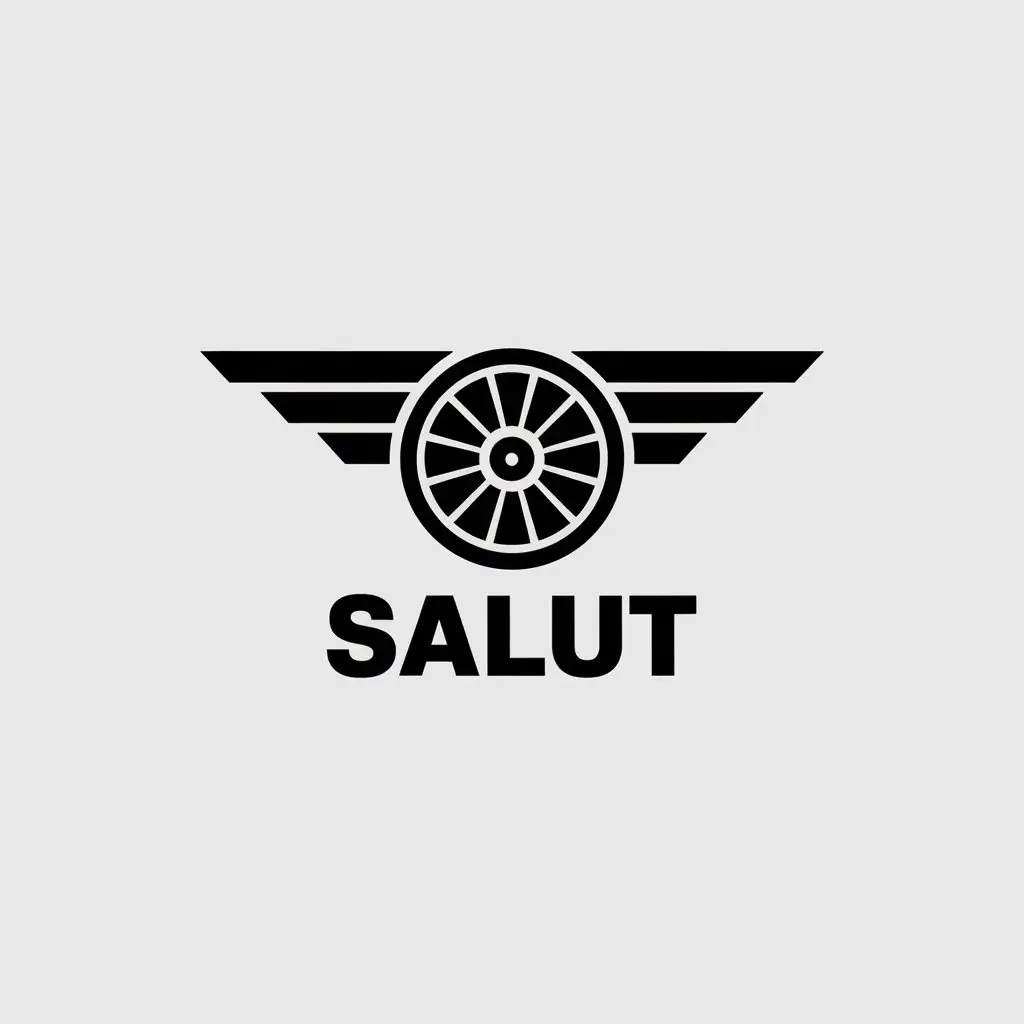 a vector logo design,with the text "Salut", main symbol:Aviation engine,Minimalistic,be used in Technology industry,clear background