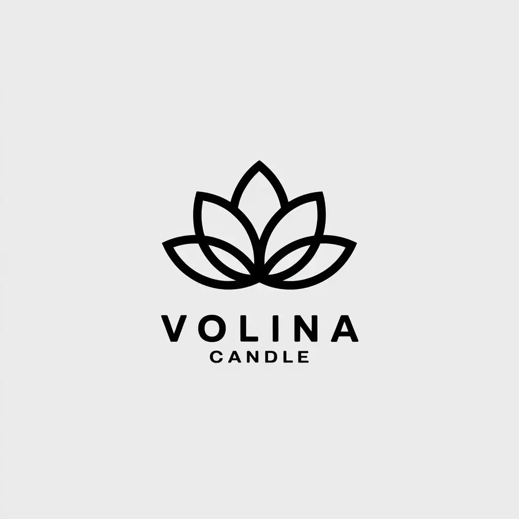 a vector logo design,with the text "Volina.Candle", main symbol:Lotus,Minimalistic,be used in creativity industry,clear background