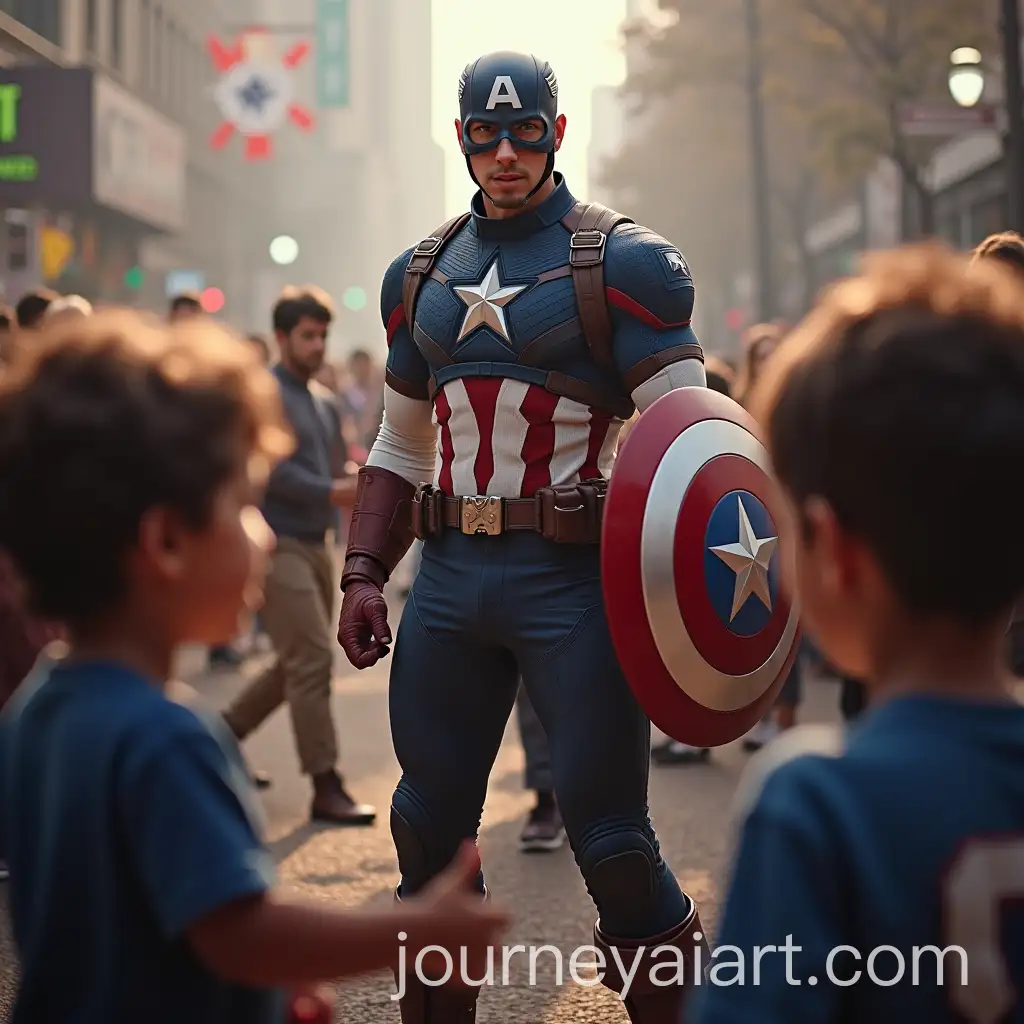 Captain-America-Greeting-Children-in-a-Friendly-Encounter