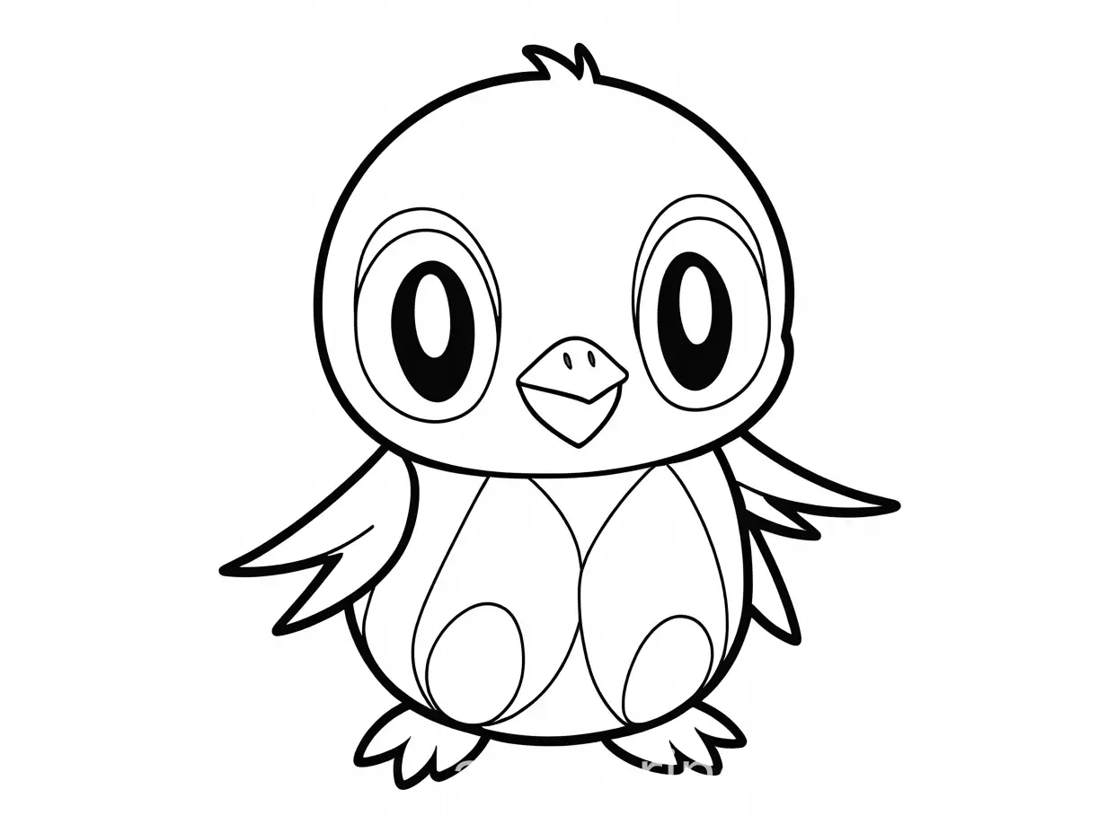 Piplup-Pokmon-Coloring-Page-Simple-Line-Art-on-White-Background