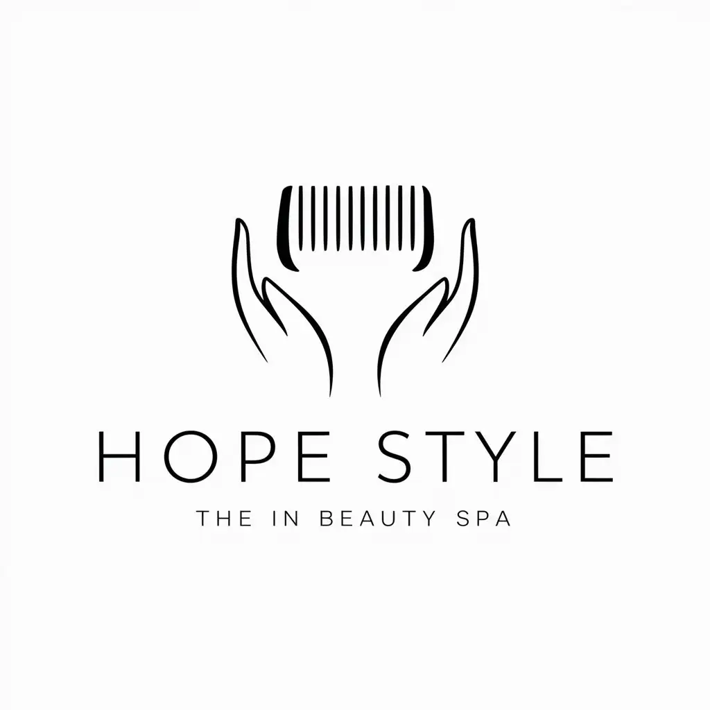 a logo design,with the text "Hope style", main symbol:Comb in hands,Minimalistic,be used in Beauty Spa industry,clear background