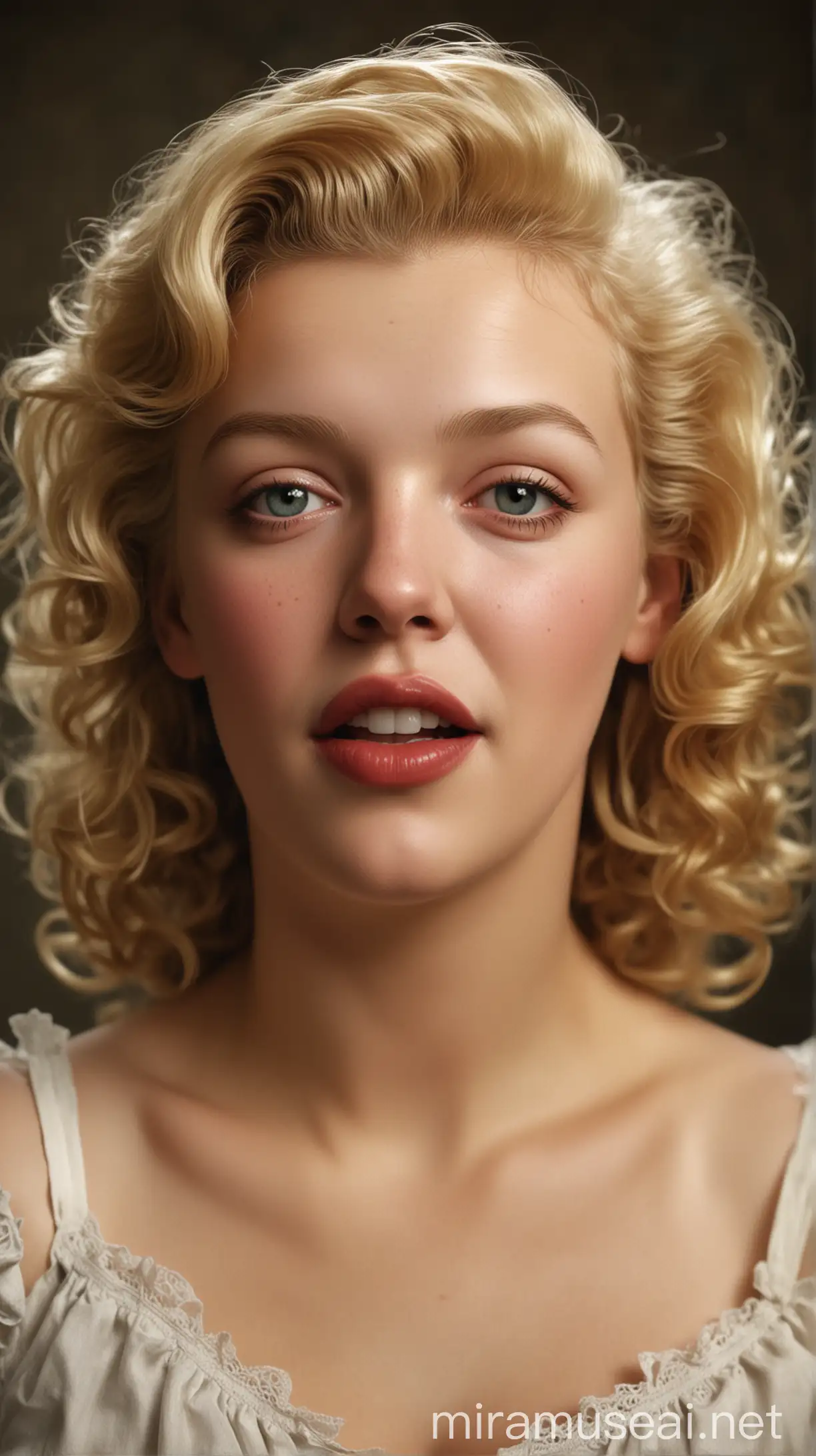 Hyper Realistic Portrait of Young Norma Jeane Mortenson in a Foster Home Setting