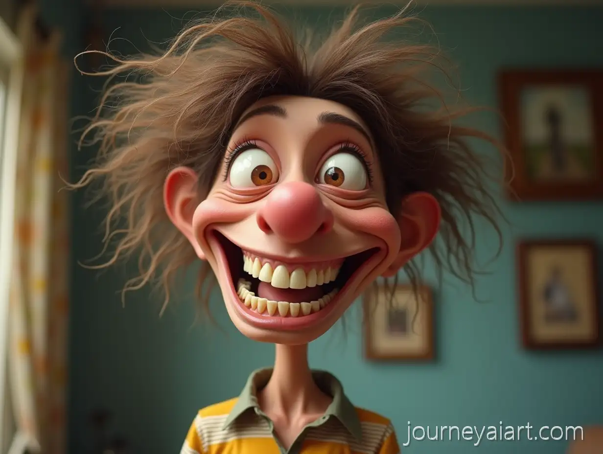 Funny-CaricAI-Image-Prompt-Expansionature-of-a-Young-Woman-with-Wild-Hair-and-Maniacal-Expression