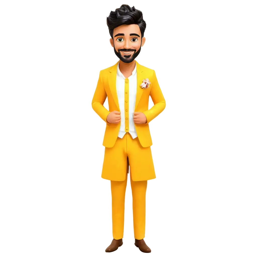 Vibrant-Haldi-Caricature-PNG-Image-of-a-Groom-Add-Joy-to-Your-Celebrations