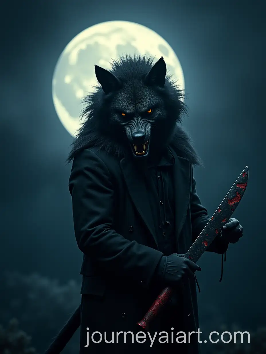 Werewolf-Man-with-Knife-Under-Full-Moon-Night