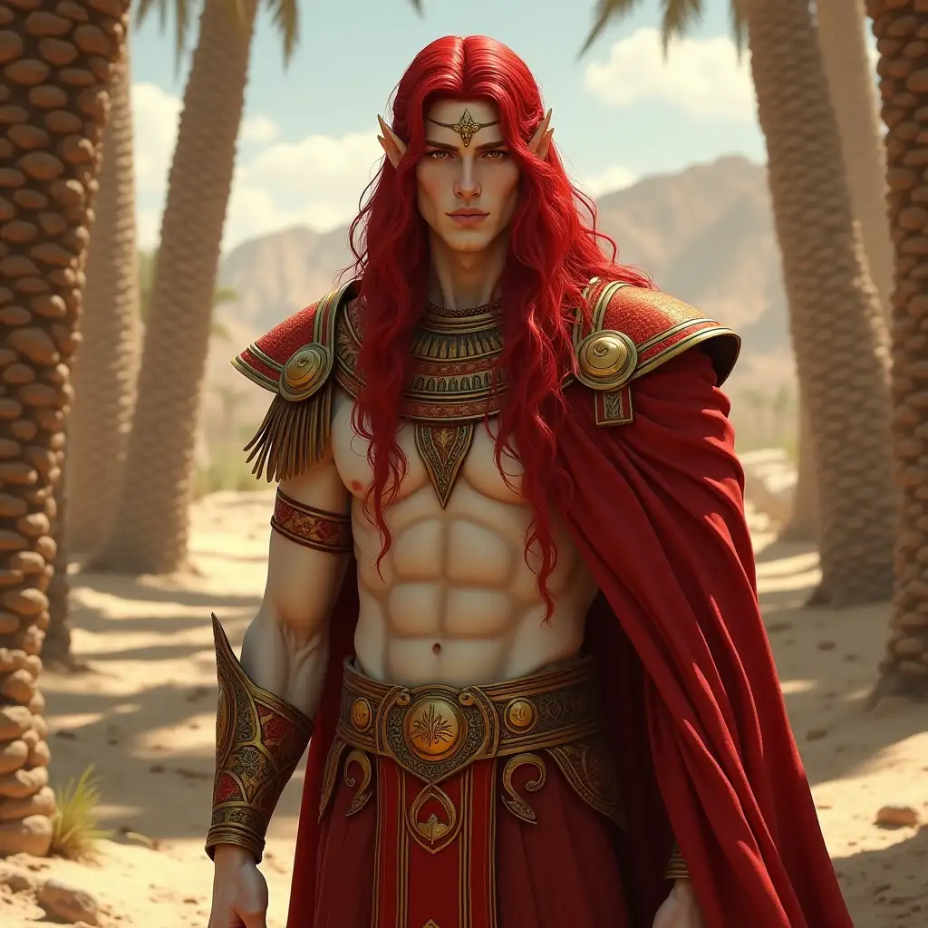 Blood Elf Warrior Prince at a Desert Oasis