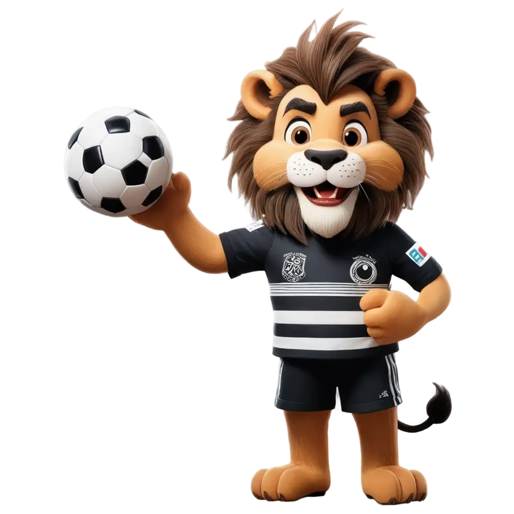 HighQuality-PNG-of-a-Cartoon-Lion-Mascot-in-a-Black-and-White-Jersey-for-Kanagara-FC