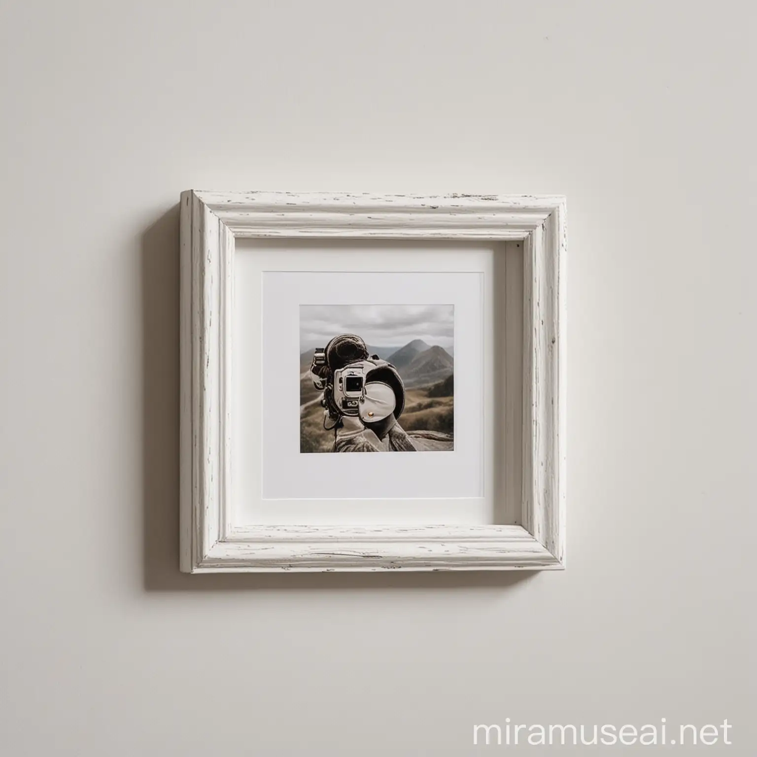 Minimalist Square Picture Frame on White Wall