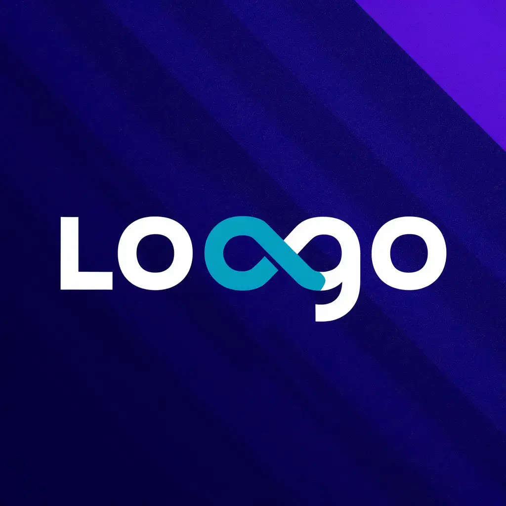 a vector logo design,with the text "loogo", main symbol:On a deep blue background with a purple tint, there's white writing 'Loogo'. Instead of 'oo', there's an infinity sign.,Minimalistic,be used in Internet industry,clear background