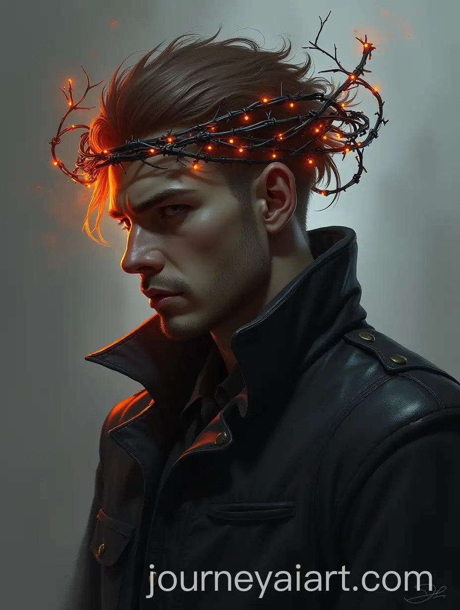 Male-Character-with-Barbed-Wire-Crown-and-Orange-Glow-in-Speedpainting-Style