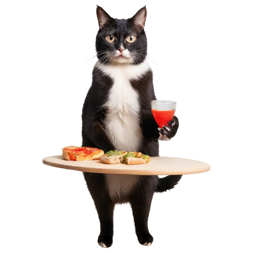 Delightful-PNG-Image-of-a-Cat-Serving-Food-and-Beverage-for-Engaging-Visuals