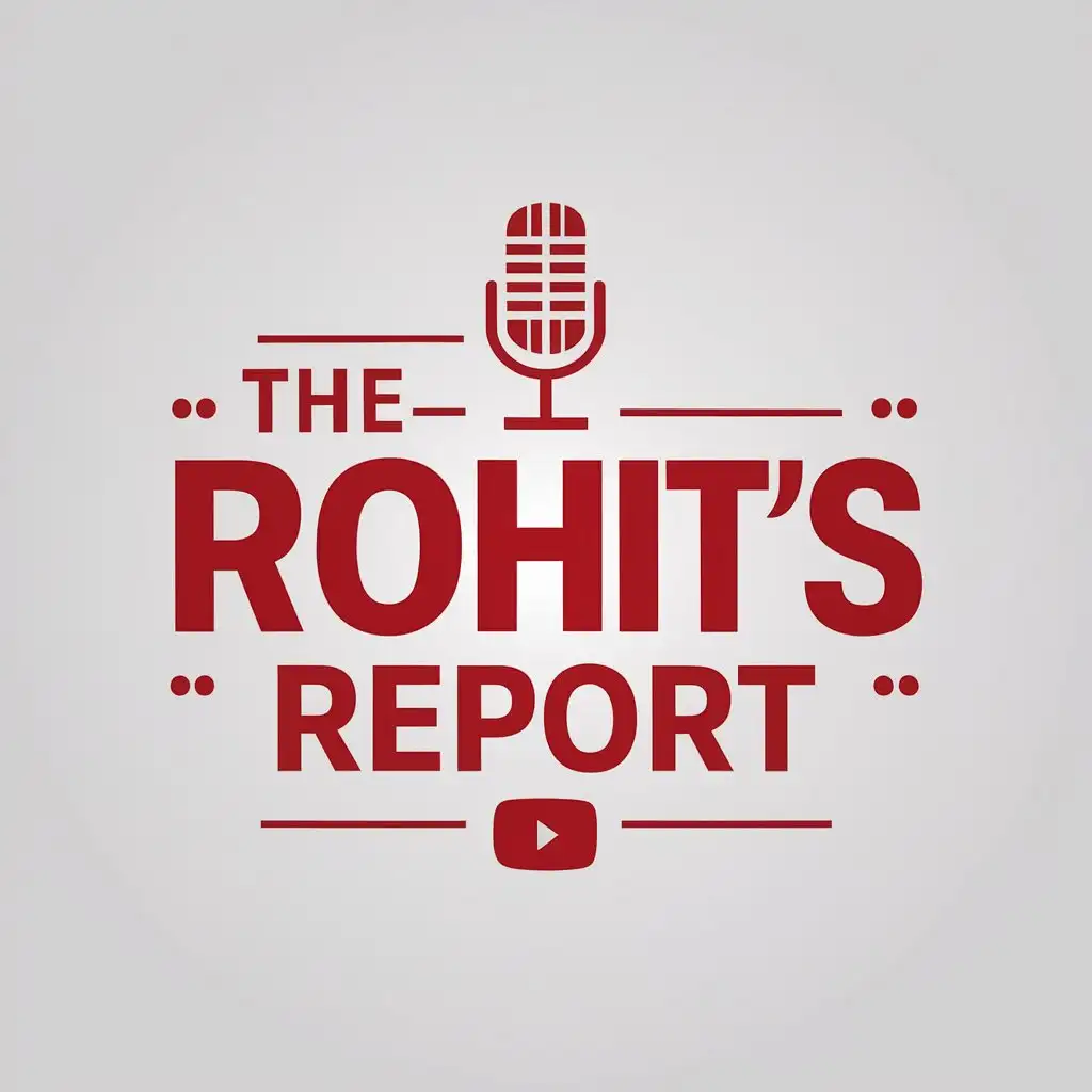 LOGO-Design-For-The-Rohits-Report-Red-Mic-Symbol-on-Minimalistic-Clear-Background