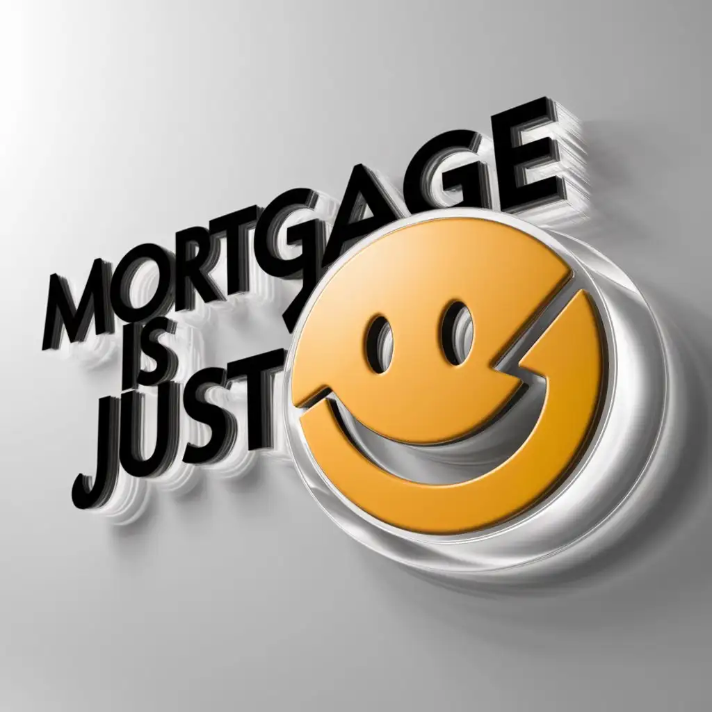 a logo design,with the text "Mortgage is just", main symbol:Mortgage in joy,complex,be used in Finance industry,clear background