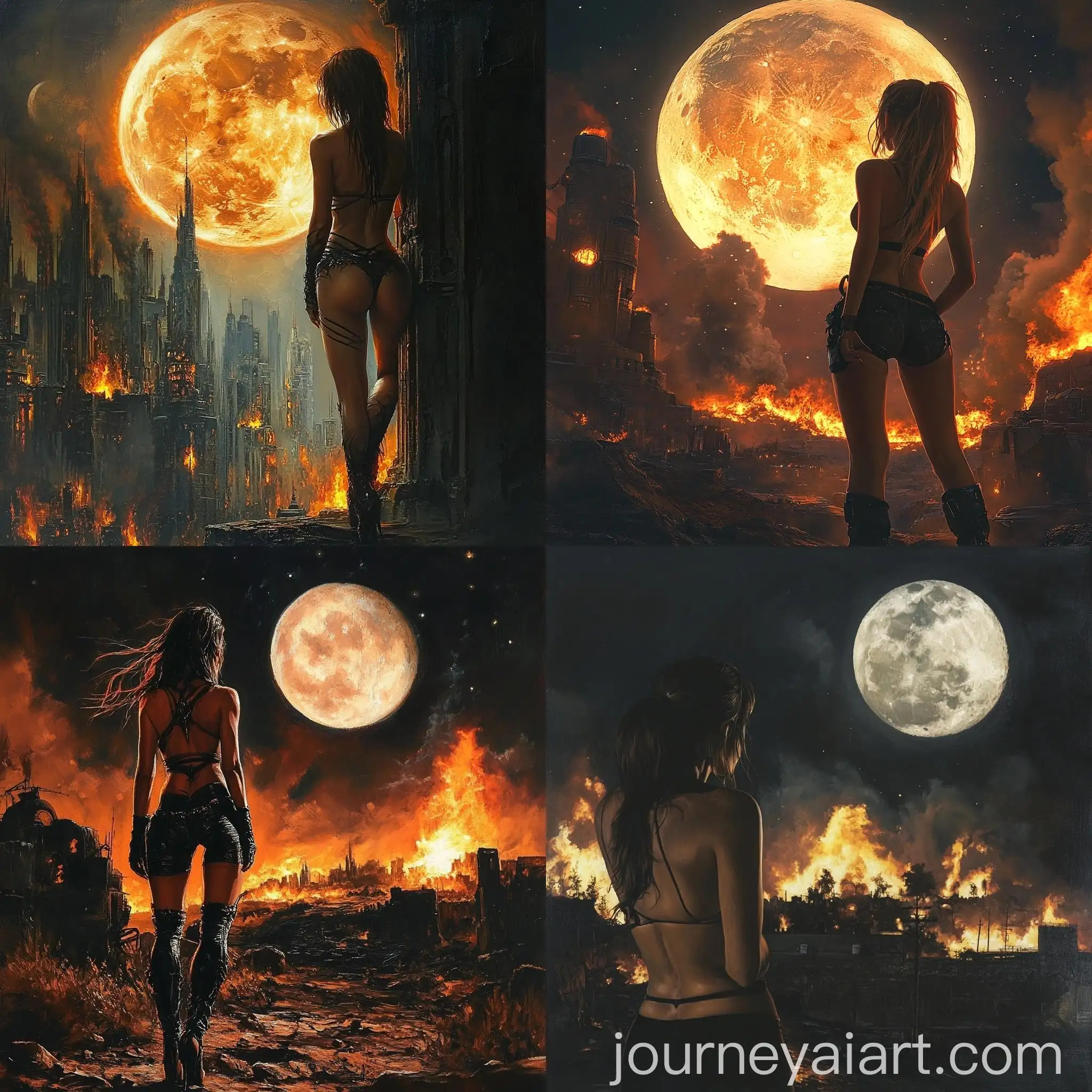 Dystopian-Woman-Gazing-at-Burning-Moon