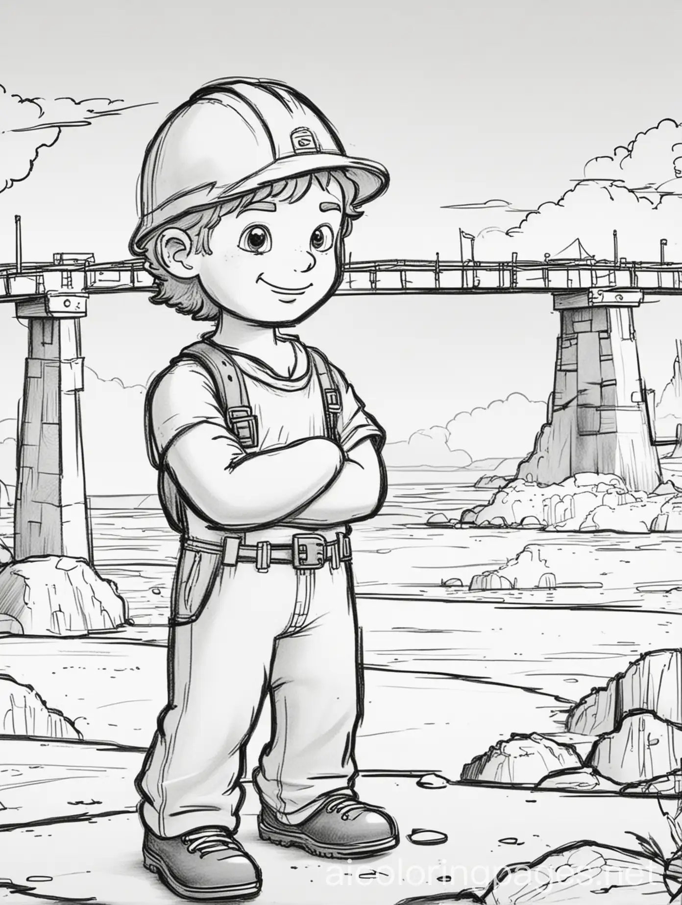 Builder-at-the-Beach-Coloring-Page-with-Bridge