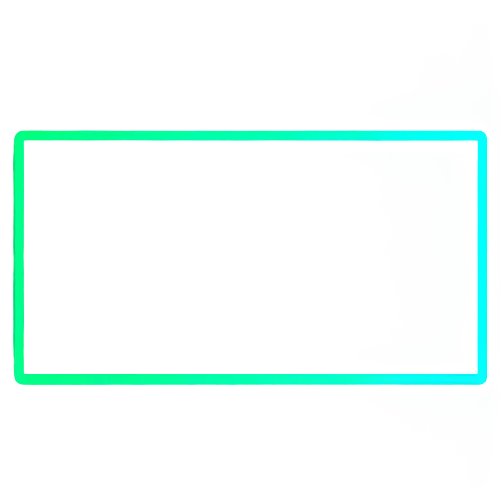 Create a rectangular frame, transparent in the middle, color gradient from blue to green, comic style, the border should be solid without lines, rounded corners, aspect ratio 4:3, horizontal direction