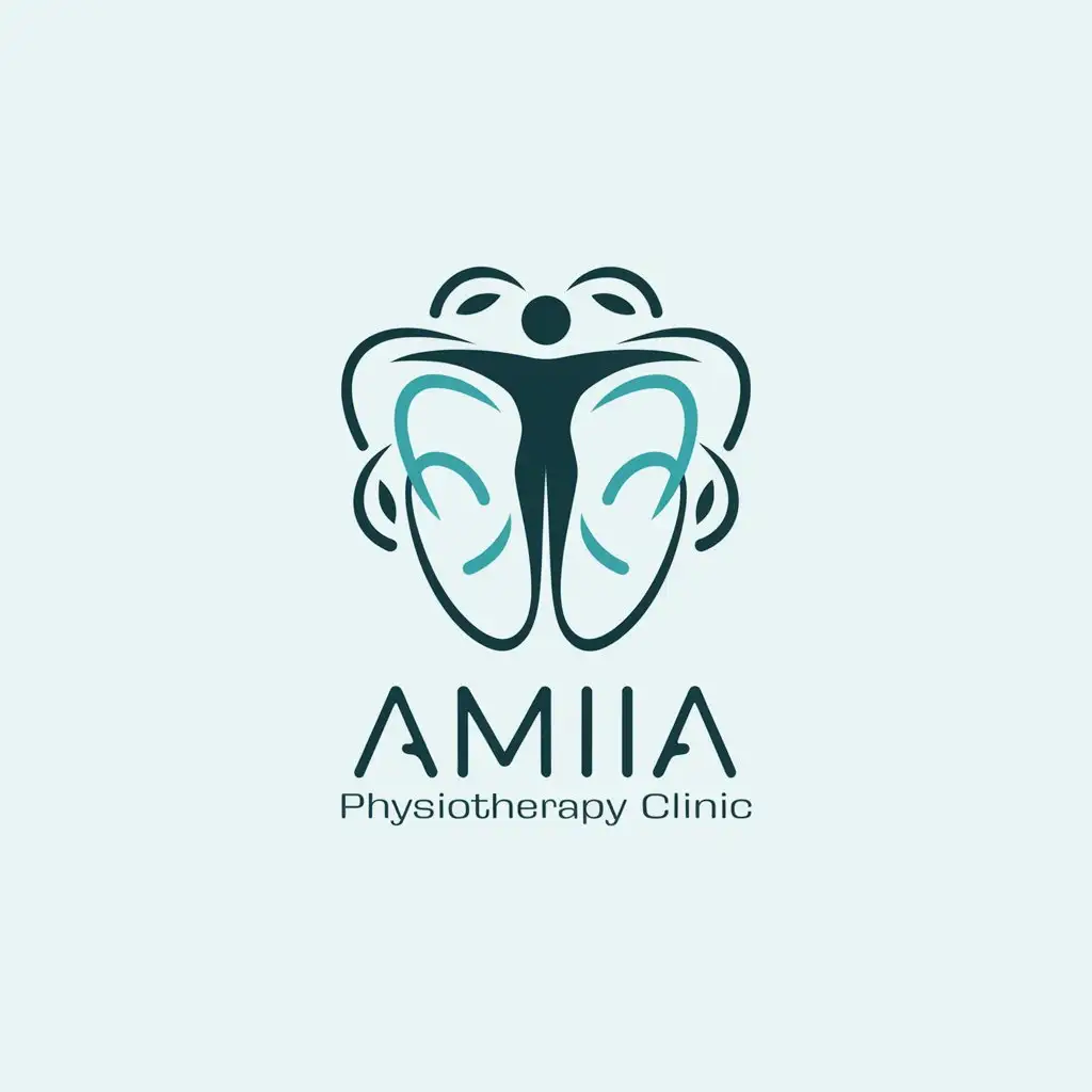 LOGO Design for AMIIA Physiotherapy Clinic Human Body Symbol with Clean and Professional Aesthetic for Medical and Dental Industry