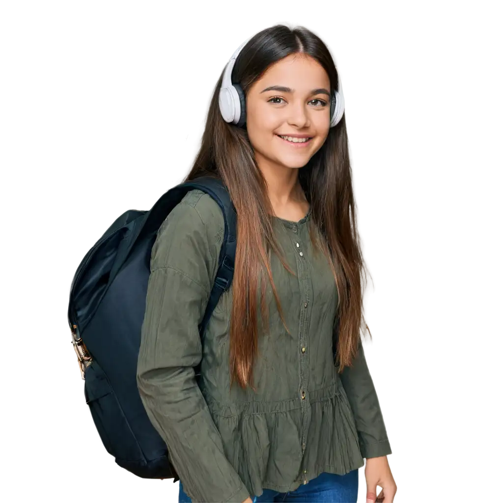 Pretty-Girl-with-Long-Hair-Headphones-Backpack-PNG-Image-Ready-for-Travel