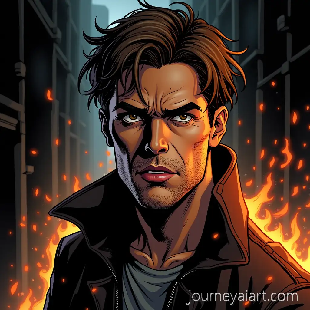 DetectiveAI-Image-Prompt-Expansion-in-Fiery-Alley-with-Tired-Eyes-in-Marvel-Comics-Art-Style