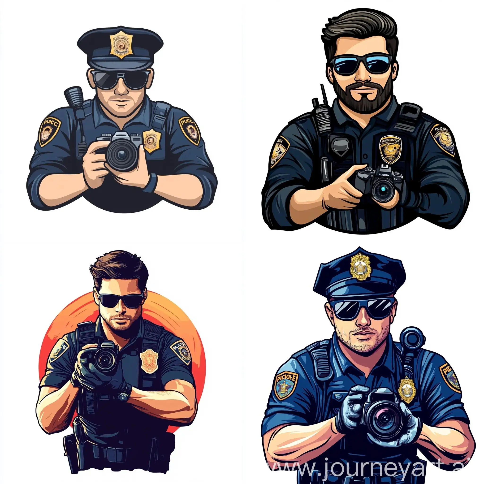 Handsome-Fit-Police-Officer-Wearing-Sunglasses-and-Holding-Camera