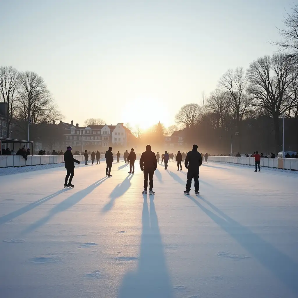 Morning-Session-at-the-Ice-Rink-in-Winter-with-Few-People