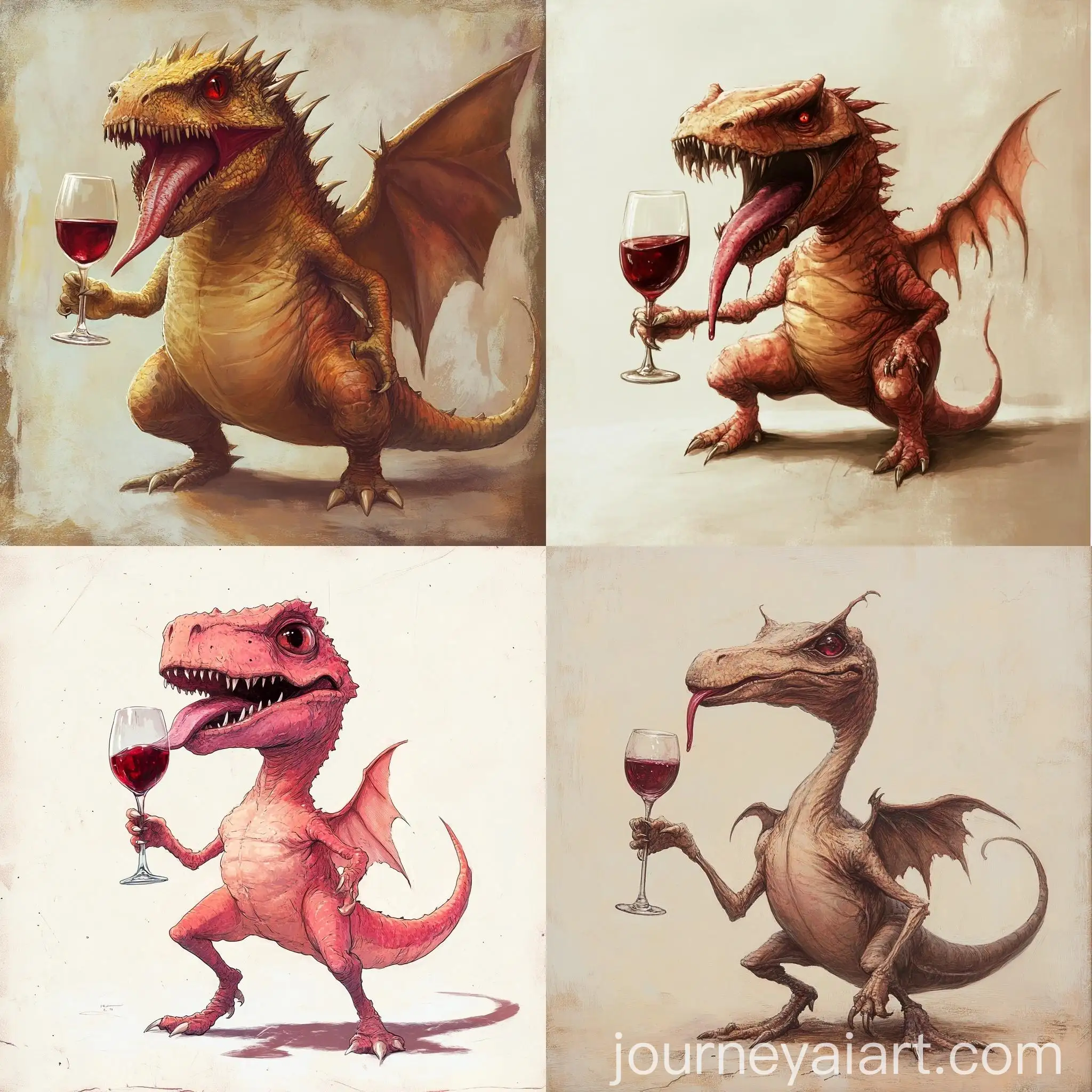 Wine-Monster-Dinosaur-with-Glass-of-Scarlet-Wine