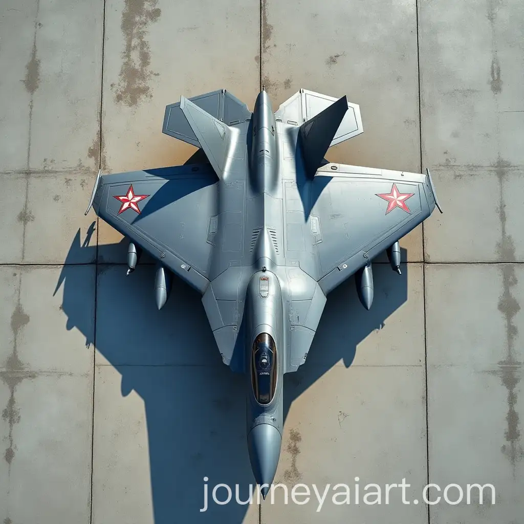 TopDown-View-ofAI-Image-Prompt-Expansion-Russian-Sukhoi-Su57-Stealth-Fighter-on-Concrete-Airbase