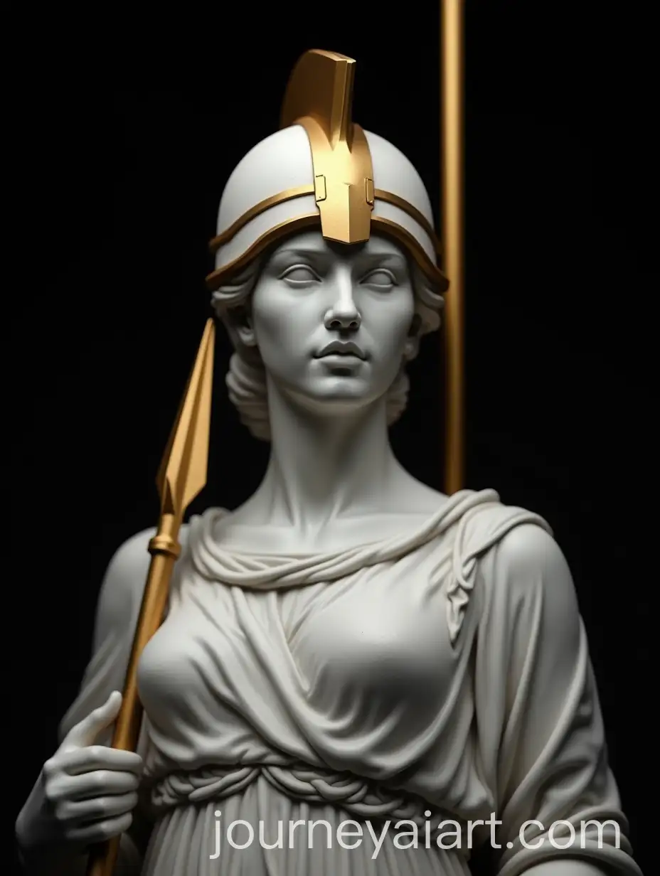 Majestic-Statue-of-Goddess-Minerva-with-GoldAccented-Helmet-and-Spear