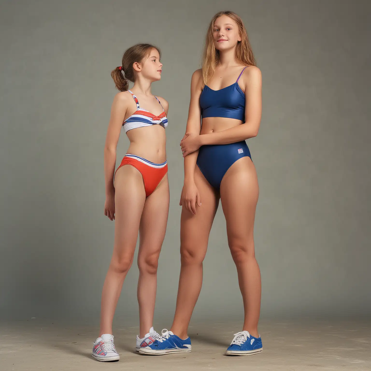 "very tall long legged statuesque giant 13yo girl cute innocent face"

"little old man dwarfed by giant 13yo girl swimsuit model"

"little old man looks up to giant girl"
"giant girl hugs little old man"
"giant 13yo girl is tallest girl in the world"

cute sneakers