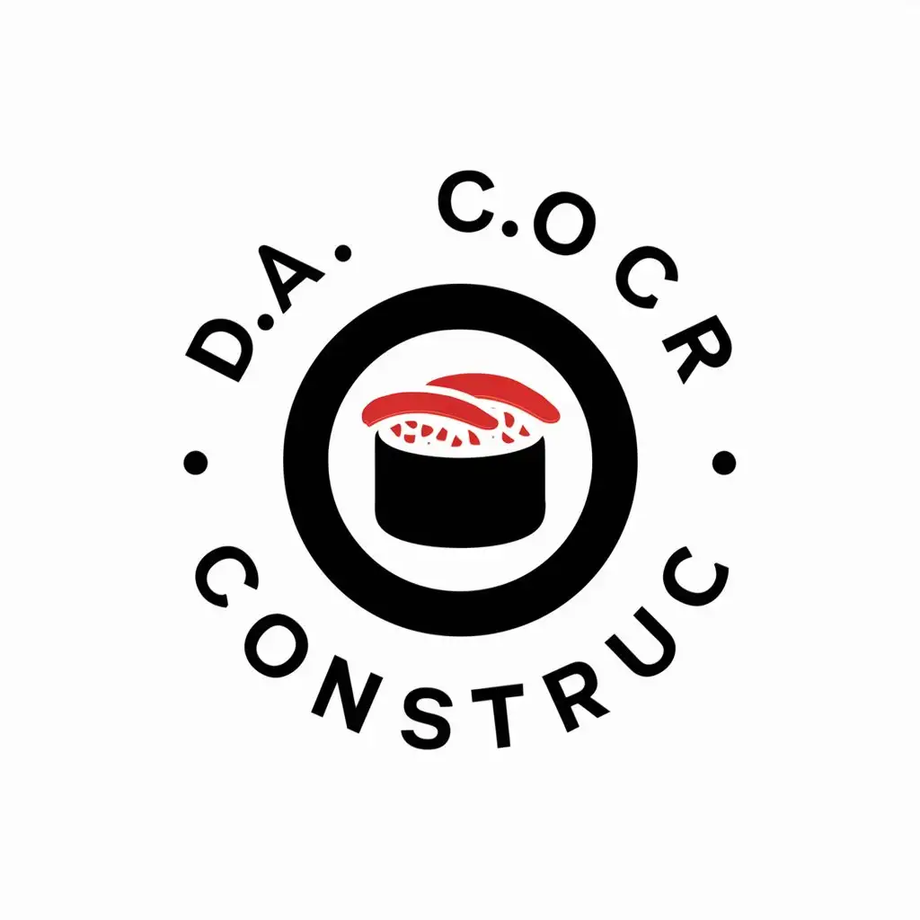 a vector logo design,with the text "D.A. Construc", main symbol:Sushi roll,Minimalistic,be used in Restaurant industry,clear background