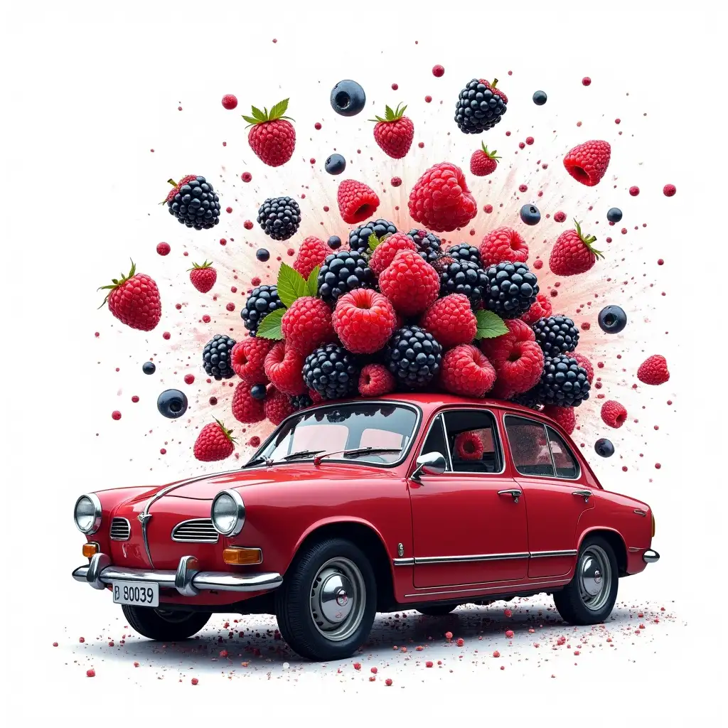 Explosion-of-Forest-Berries-Including-Car-Blackberry-and-Raspberry-on-White-Background