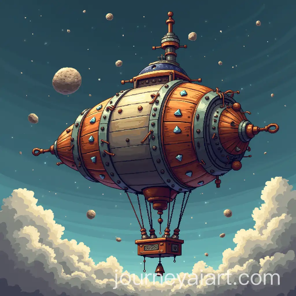 Pixel-Art-Dwarf-Spaceship-Iron-and-Wooden-Balloon-with-Dieselpunk-Style