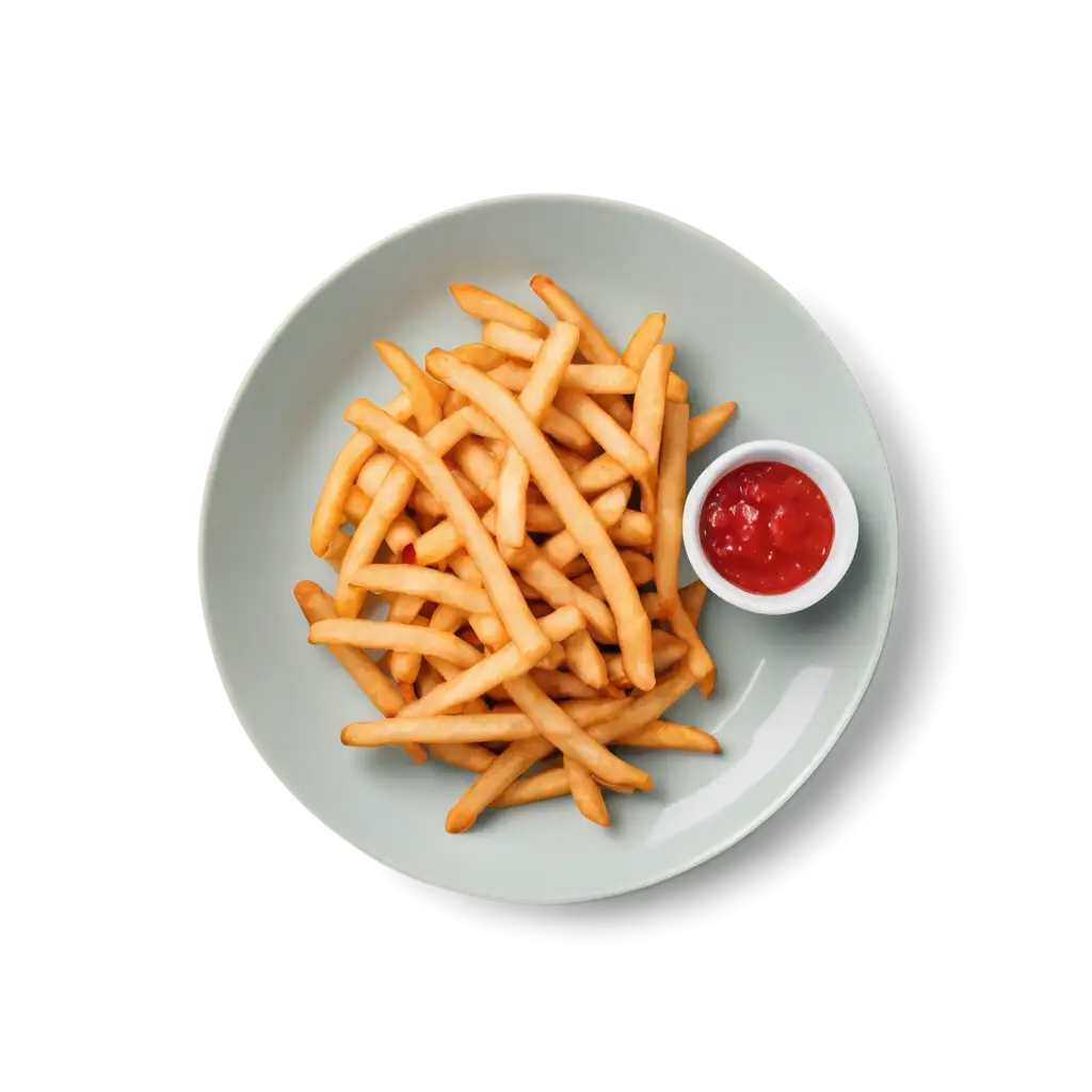 Plate-with-French-Fries-PNG-Image-TopDown-View-for-Crisp-Detail