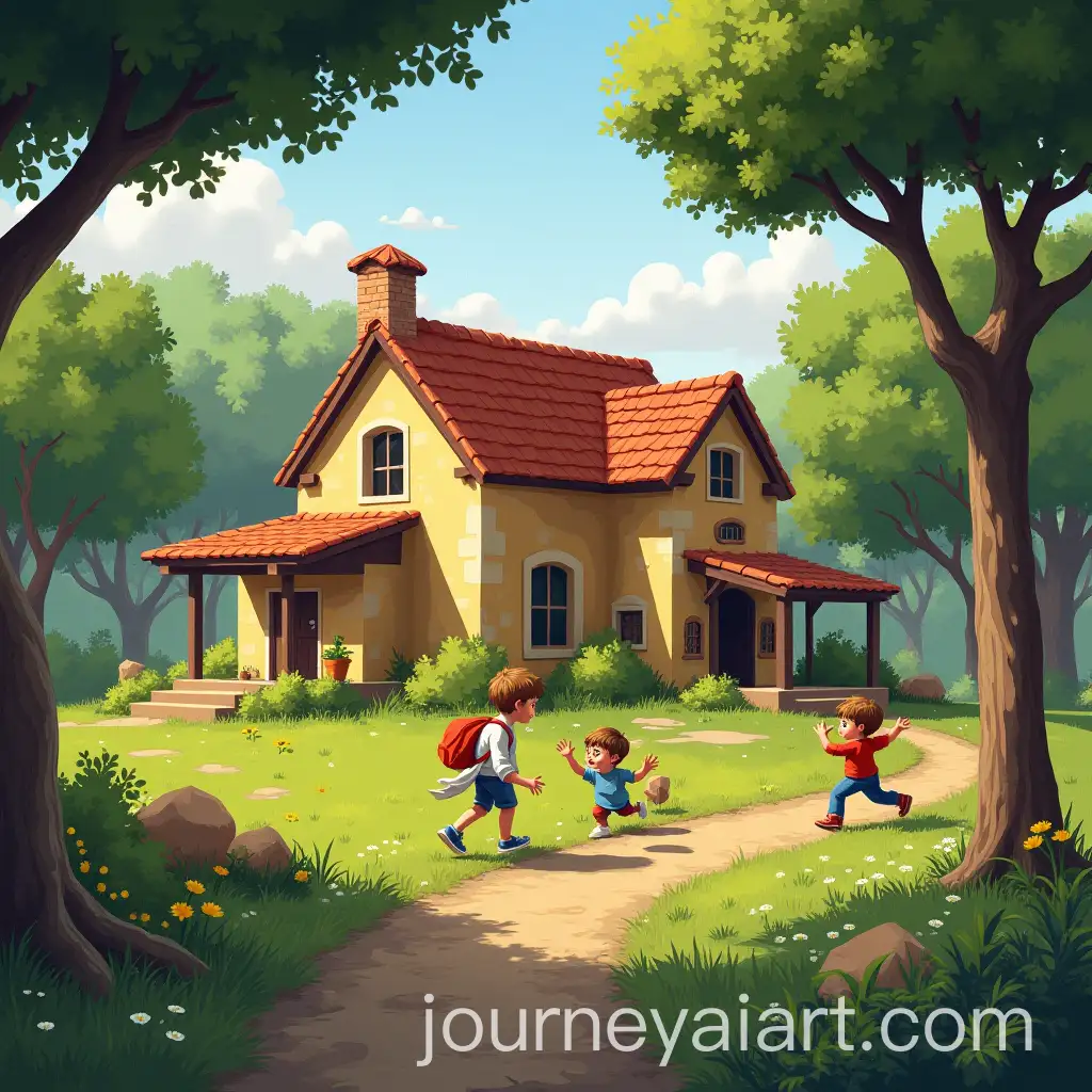 Children-Playing-Hide-and-Seek-by-the-Beautiful-Igarap-in-a-Farmhouse-Setting