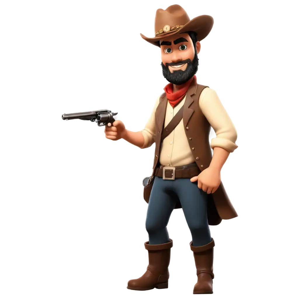 Cartoon-Cowboy-with-Beard-and-Revolver-PNG-Image-Charming-and-Playful-Cartoon-Character-Design