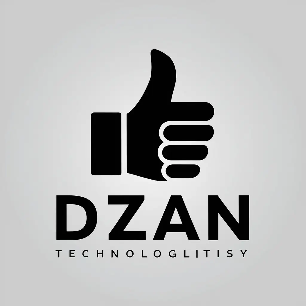 a vector logo design,with the text "DZAN", main symbol:big toe thumbs up,Minimalistic,be used in Technology industry,clear background