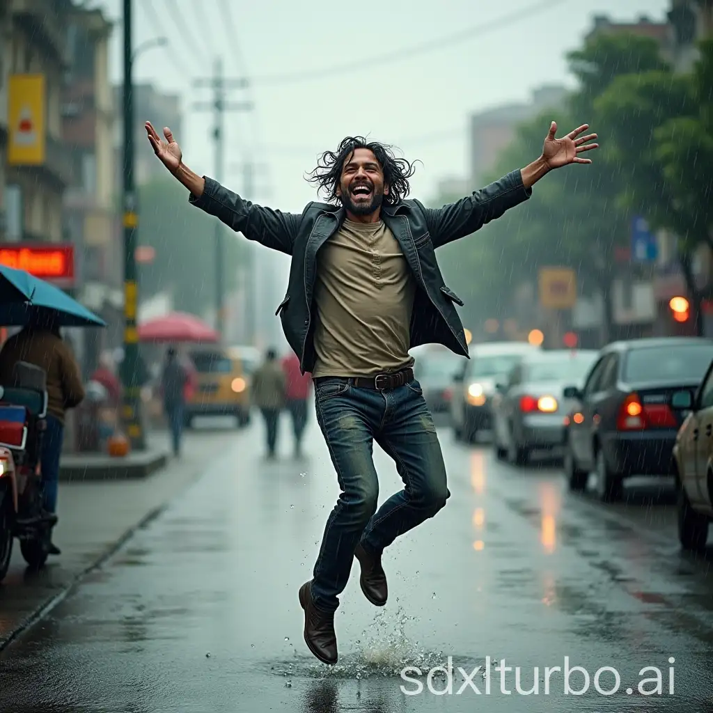 Joyful-Man-Dancing-in-Rain-on-Busy-Street