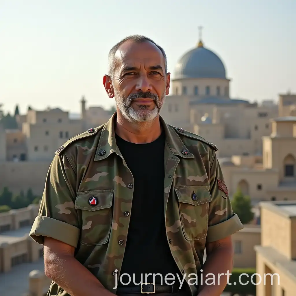 Mohammed-Deif-Hamas-Leader-in-Palestinian-Camouflage-Shirt-with-Dome-of-the-Rock-in-Background