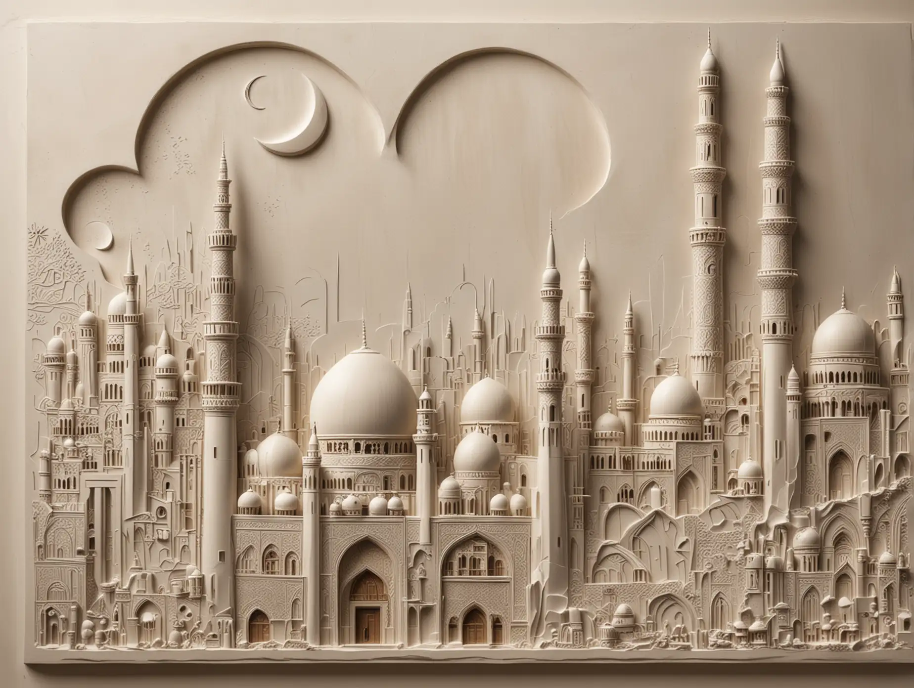 Modern-City-and-Mosque-Plaster-Relief-Art