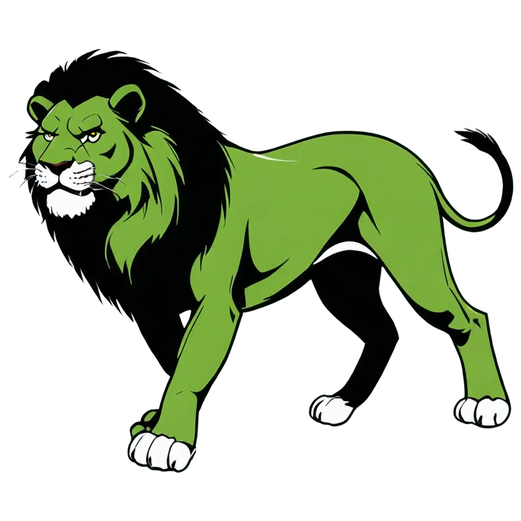 Green-and-Black-Lion-Full-Body-PNG-Comic-Book-Style-Artwork-for-Digital-Design-and-Branding