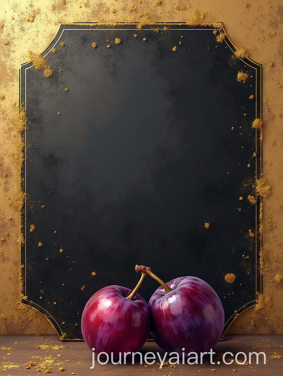 Elegant-Label-Design-Featuring-a-Plum-on-a-BlackGold-Background