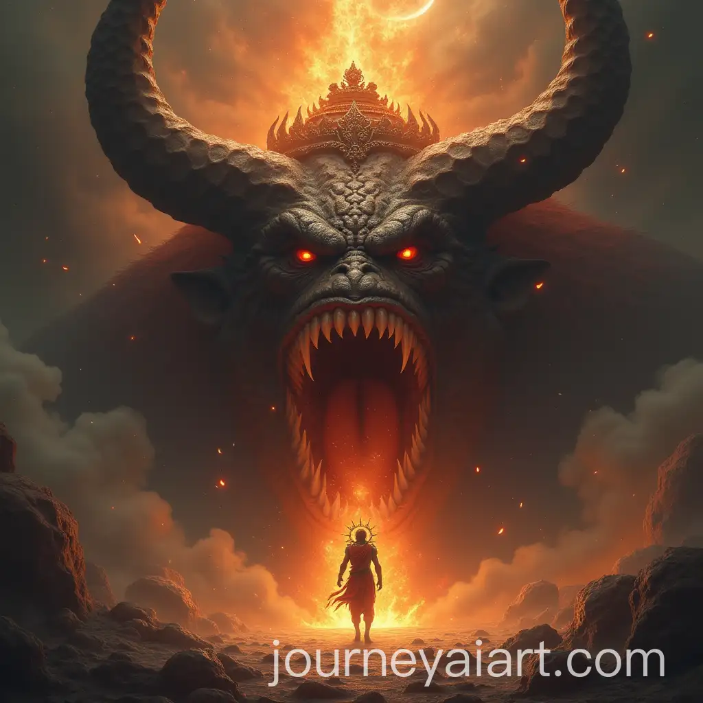 Hindu-King-Emerging-from-Giant-Demons-Mouth