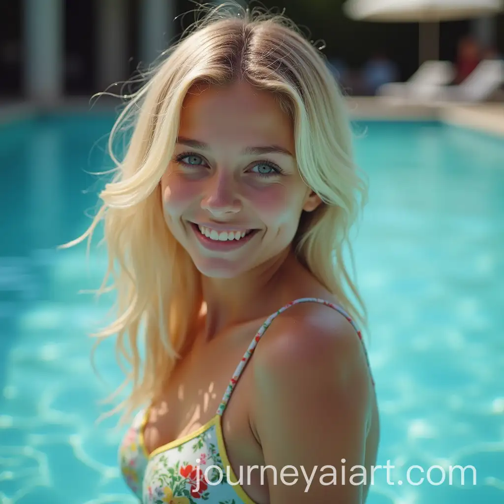 Blonde-Girl-Swimming-in-the-Pool-on-a-Sunny-Day