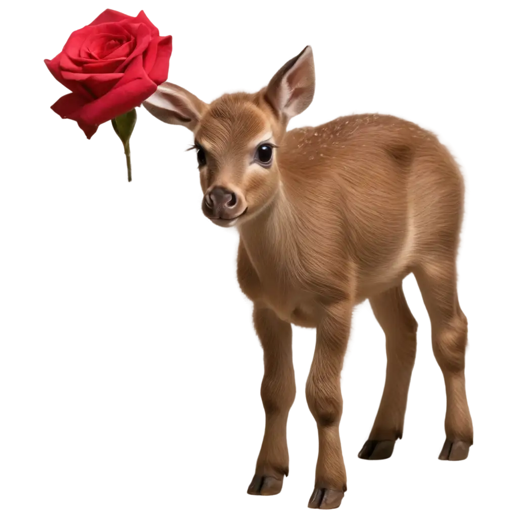 Baby-Antelope-Hiding-Behind-a-Rose-Bouquet-HighQuality-PNG-Image-for-Versatile-Use