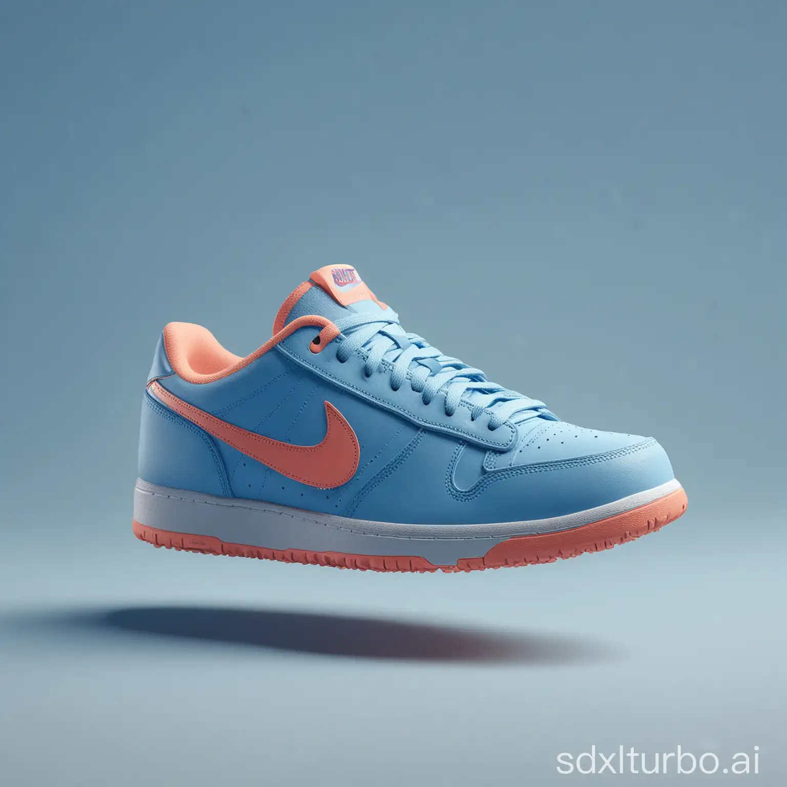 Product shot of nike shoes,with soft vibrant colors,3d blender render,modular constructivism,blue background, physically based rendering,centered