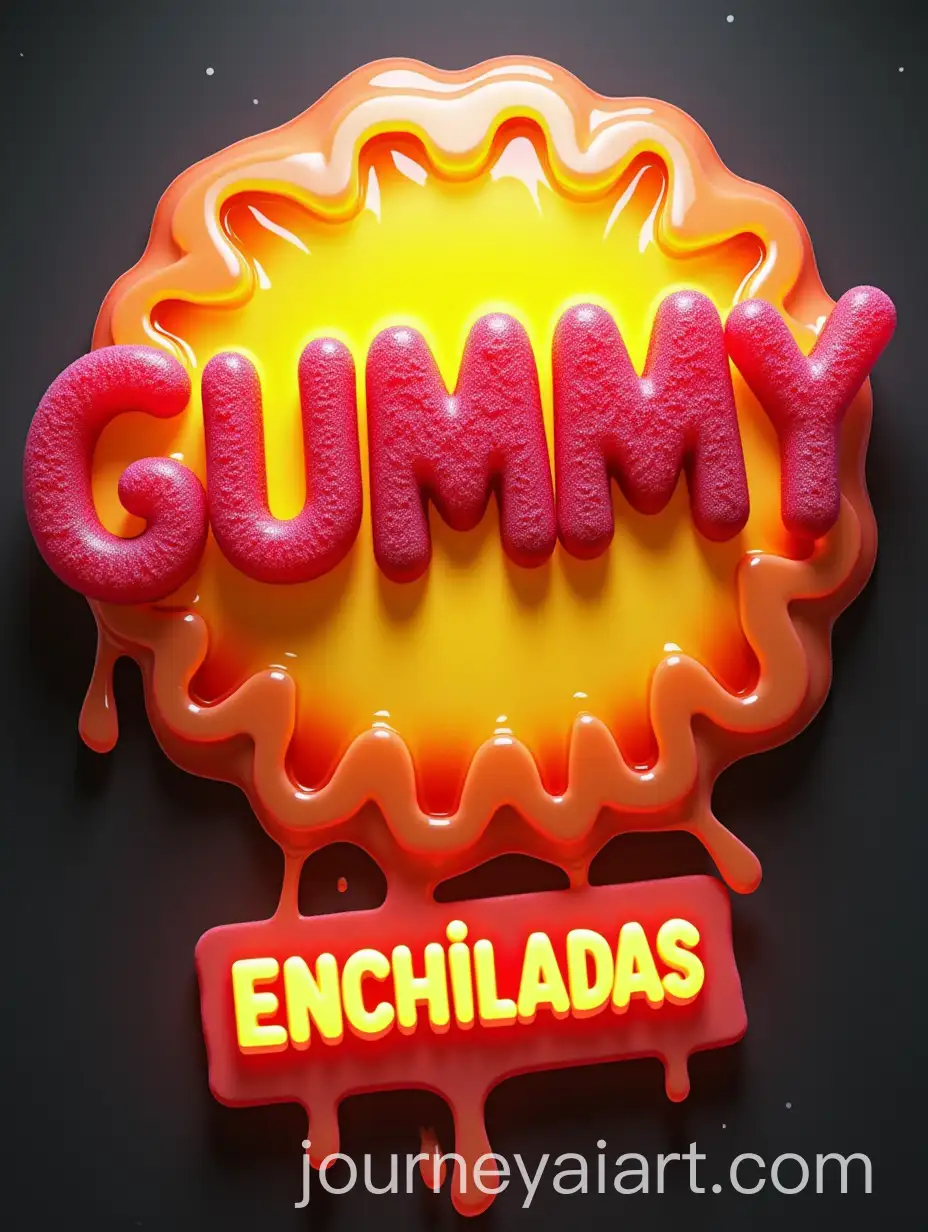 Colorful-Gummy-Logo-with-Dripping-Flames-for-Enchiladas