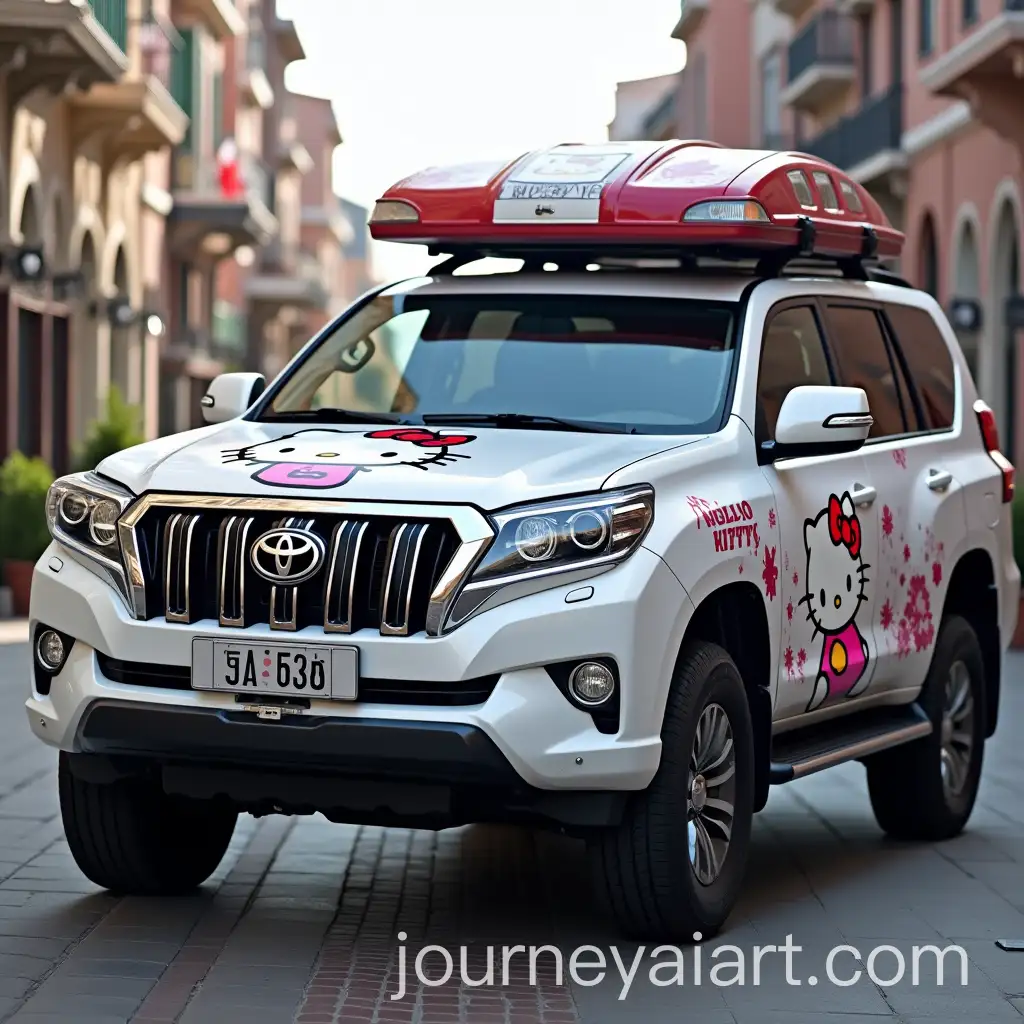 White-Toyota-Prado-with-Hello-Kitty-Decals-in-a-Playful-Custom-Design