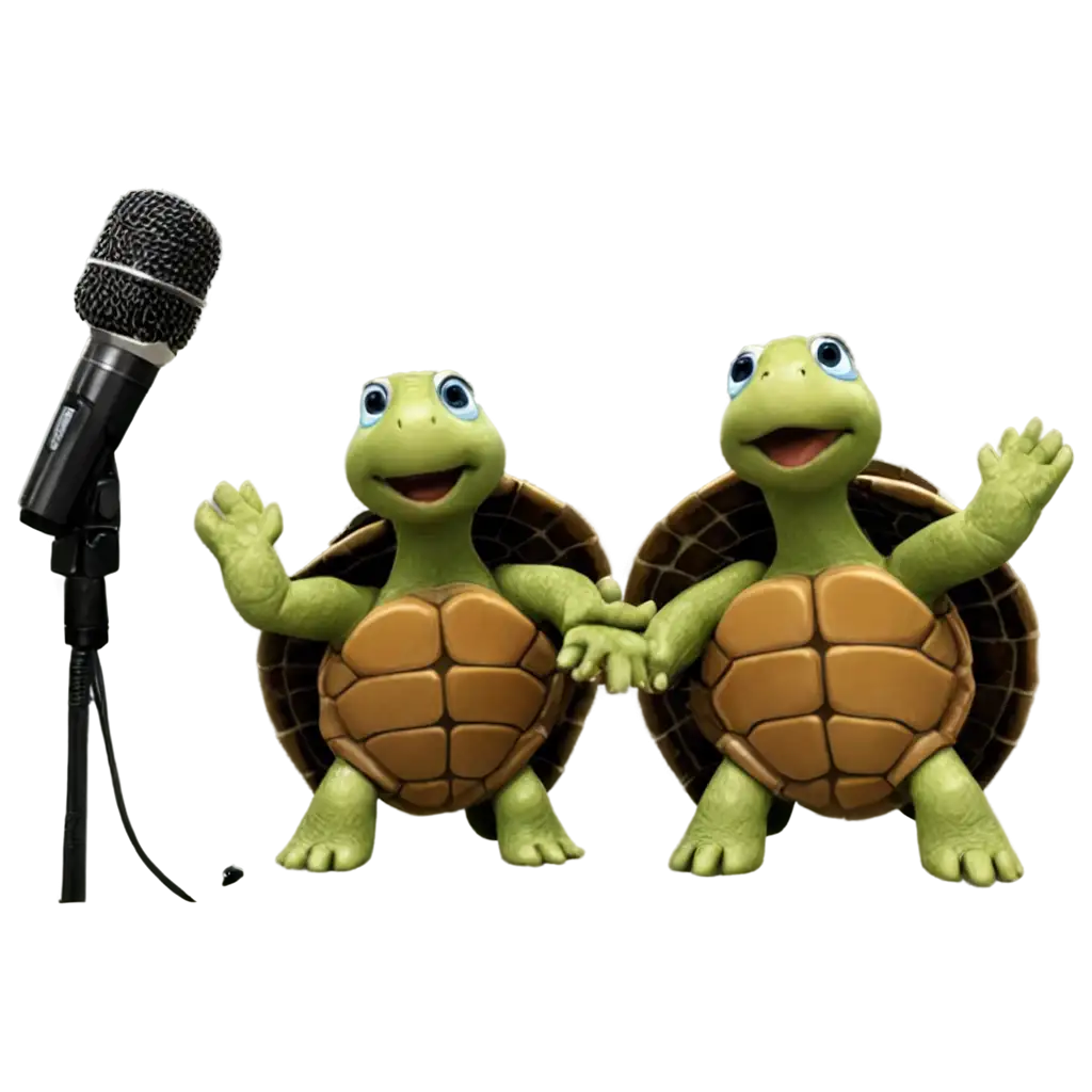 Turtles-with-Microphone-PNG-Image-Creative-Artwork-for-Online-Content