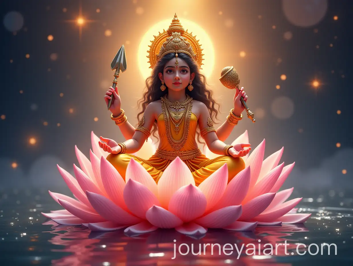 Young-GoldenHued-Brahmadev-with-Four-Heads-Creating-the-Universe-on-a-Pink-Lotus